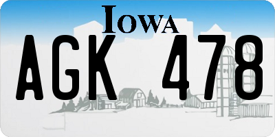 IA license plate AGK478