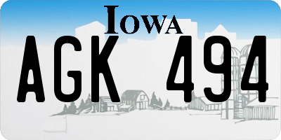 IA license plate AGK494