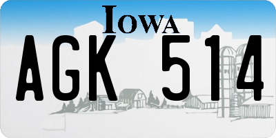 IA license plate AGK514