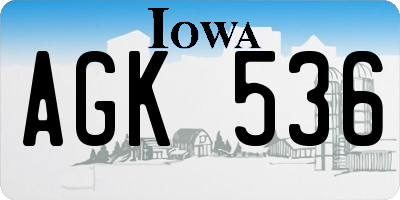IA license plate AGK536