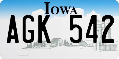IA license plate AGK542