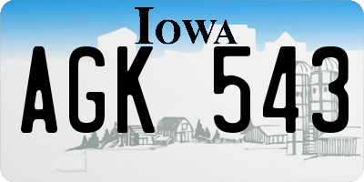IA license plate AGK543