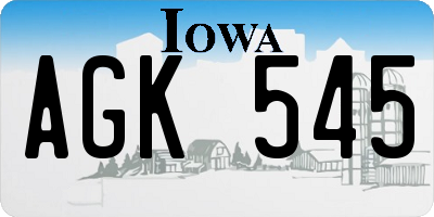 IA license plate AGK545