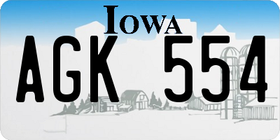 IA license plate AGK554