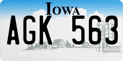 IA license plate AGK563