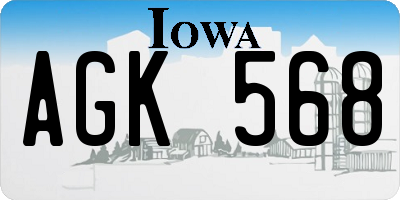 IA license plate AGK568