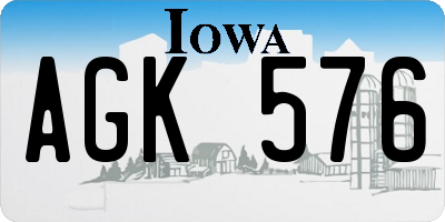 IA license plate AGK576