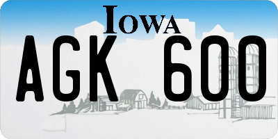 IA license plate AGK600