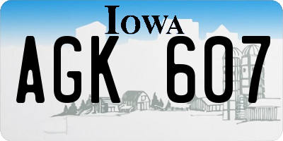 IA license plate AGK607
