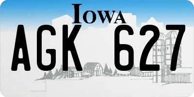 IA license plate AGK627