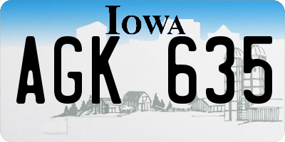 IA license plate AGK635