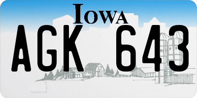 IA license plate AGK643