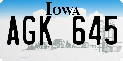 IA license plate AGK645