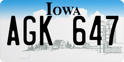 IA license plate AGK647