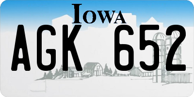 IA license plate AGK652