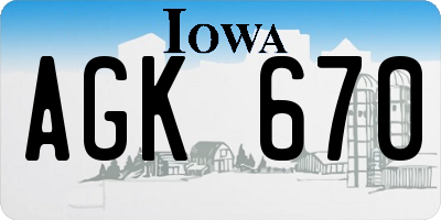 IA license plate AGK670