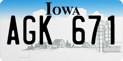 IA license plate AGK671
