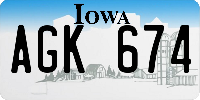 IA license plate AGK674