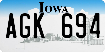 IA license plate AGK694