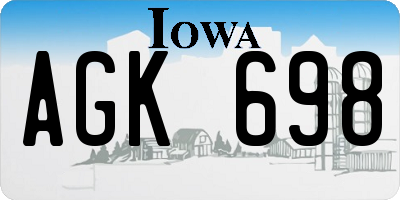 IA license plate AGK698