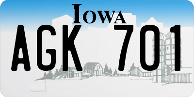 IA license plate AGK701
