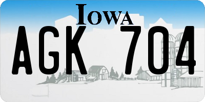 IA license plate AGK704