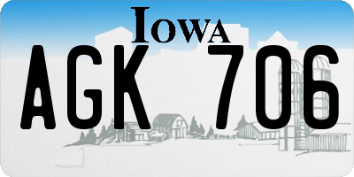IA license plate AGK706