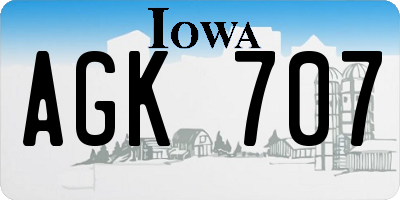 IA license plate AGK707