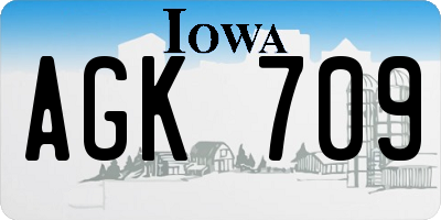 IA license plate AGK709