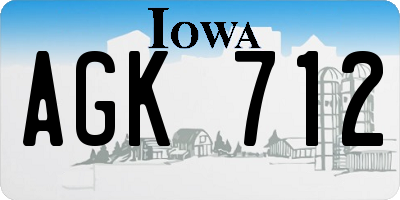 IA license plate AGK712
