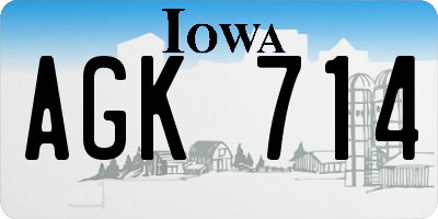 IA license plate AGK714