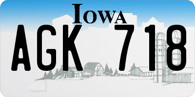 IA license plate AGK718