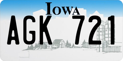 IA license plate AGK721