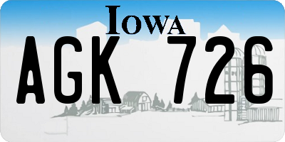 IA license plate AGK726
