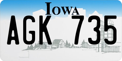 IA license plate AGK735