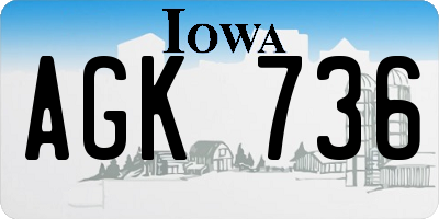 IA license plate AGK736