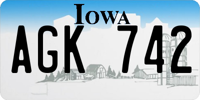 IA license plate AGK742