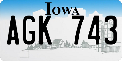 IA license plate AGK743
