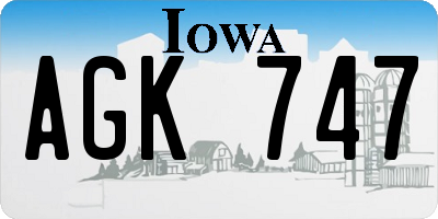 IA license plate AGK747