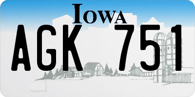 IA license plate AGK751