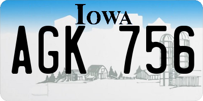 IA license plate AGK756