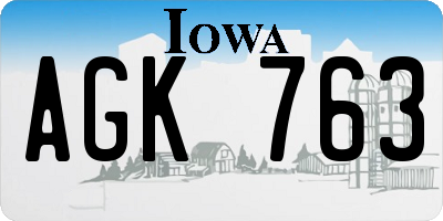 IA license plate AGK763