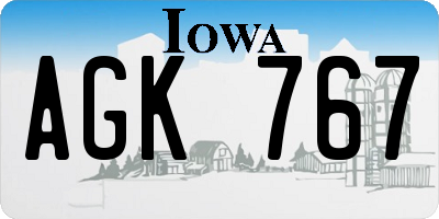 IA license plate AGK767