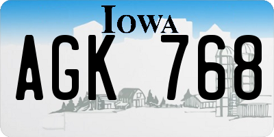 IA license plate AGK768