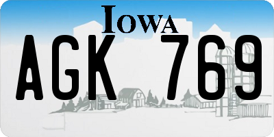 IA license plate AGK769