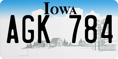 IA license plate AGK784