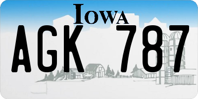 IA license plate AGK787