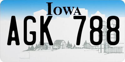 IA license plate AGK788