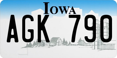 IA license plate AGK790