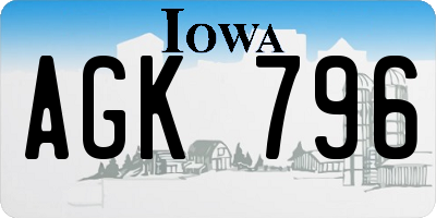 IA license plate AGK796